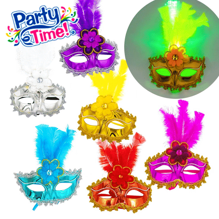 antifaces de plumas venecianos cromados de colores