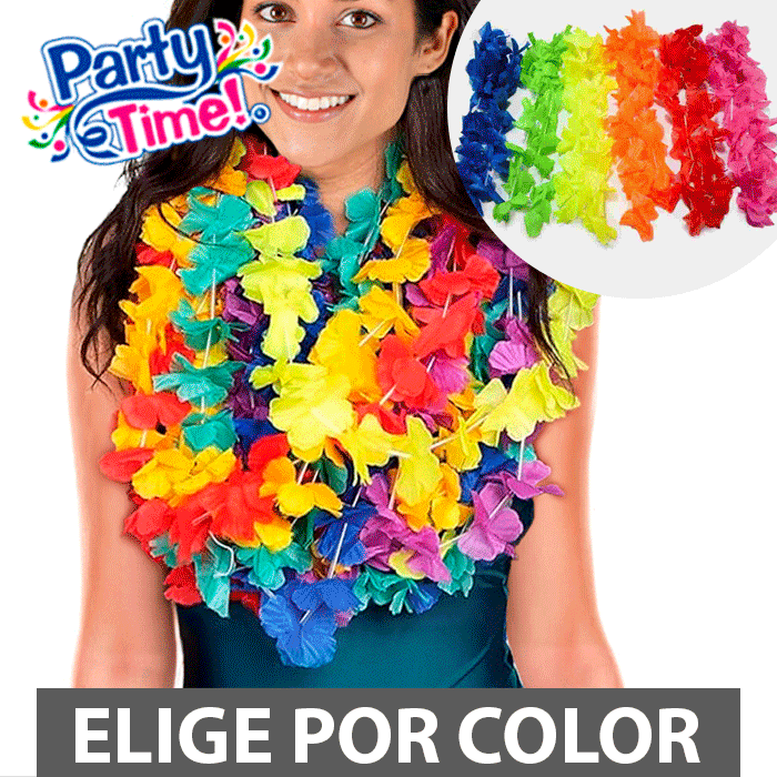 collar hawaiano colores rojo azul verde amarillo