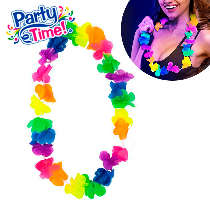 Collar neon flores hawaiano