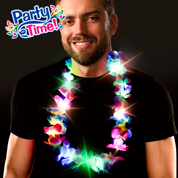 Collar led flores hawaiano