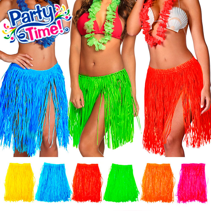 falda hawaiana neon de rafia