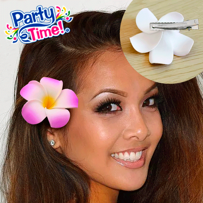 Flor hawaiana bali con clip para el cabello