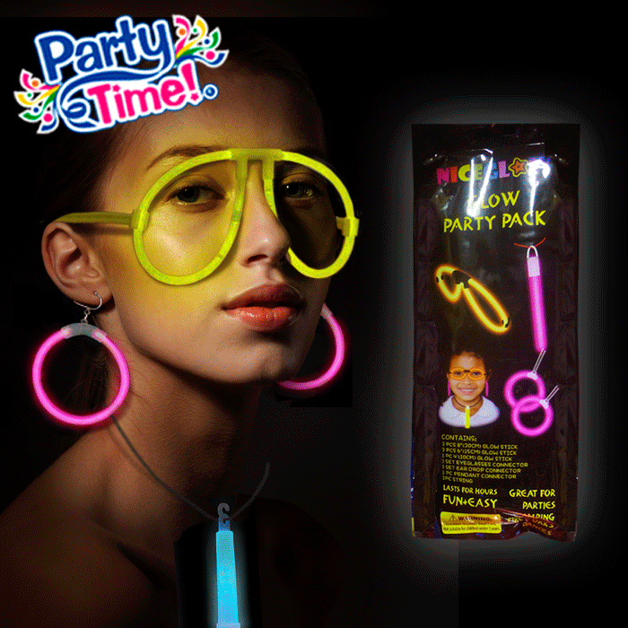 set collar aretes y lentes glow
